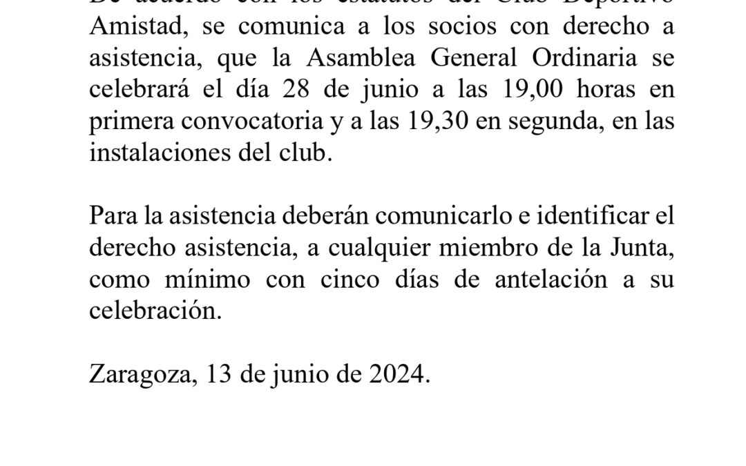 Convocatoria Asamblea General Ordinaria